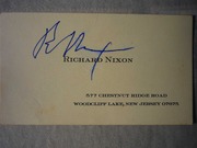 Визитка экс президента США Ричарда Никсона с его оригинальным автограф